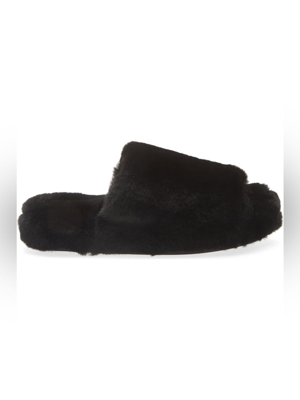 Apparis Dillon Faux Fur  Women's Black Fuzzy Slide Slippers Sz 38